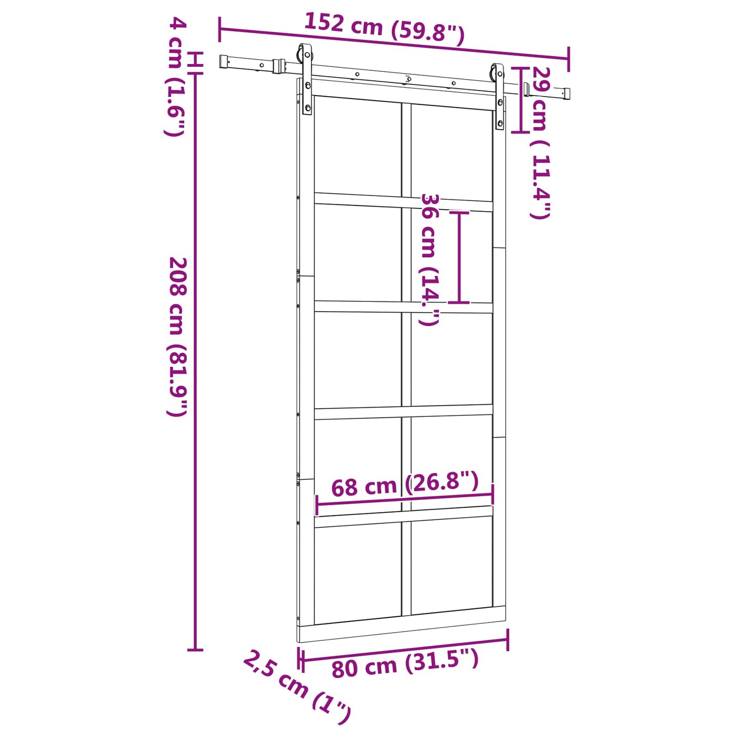 Sliding Door Natural 80 x 208 cm Solid Pine Wood