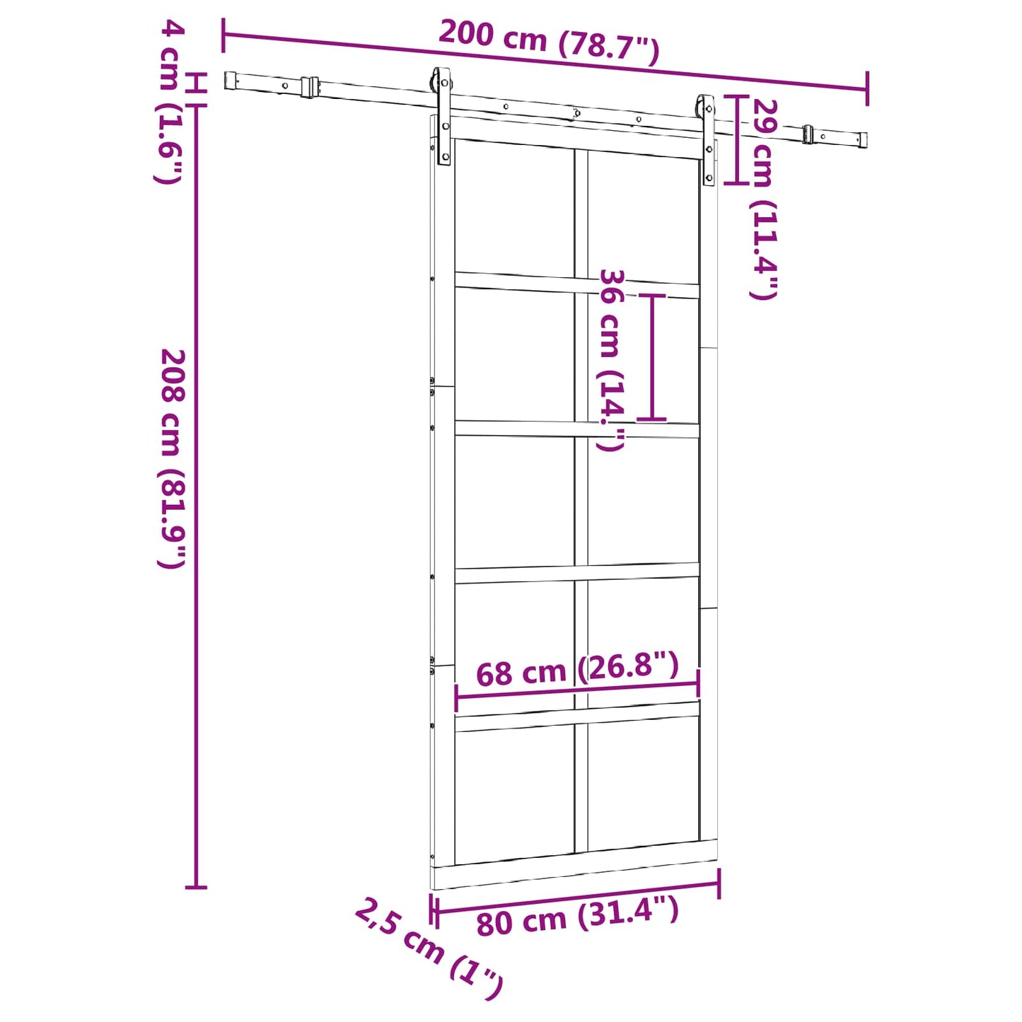 Sliding Door Natural 80 x 208 cm Solid Pine Wood