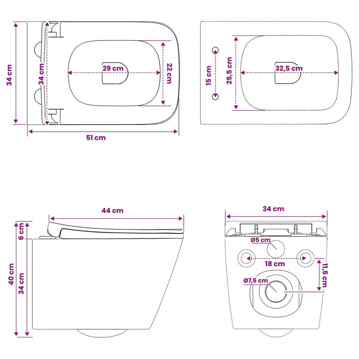 Wall-hung Toilet Ceramic White