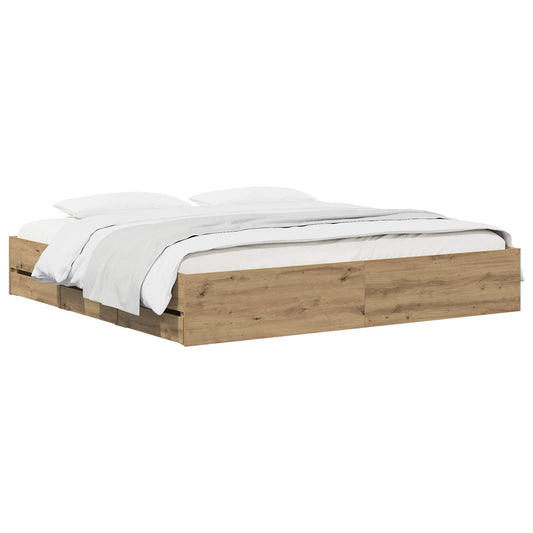 Bed Frame with Storage Artisan Oak 180 x 200 cm Engineered wood Bed Frame with Storage Artisan Oak 180 x 200 cm Engineered wood