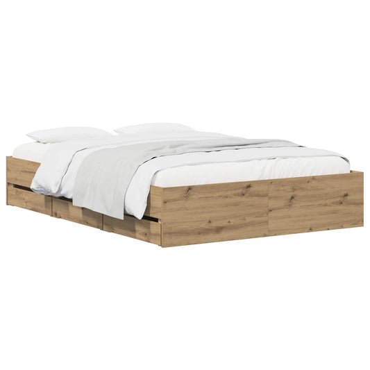 Bed Frame with Storage Artisan Oak 135 x 190 cm Engineered wood Bed Frame with Storage Artisan Oak 135 x 190 cm Engineered wood