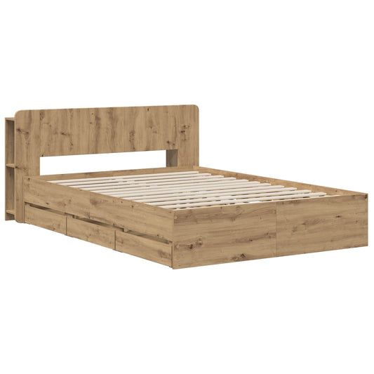 Bed Frame with Storage and Headboard Artisan Oak 120 x 200 cm Bed Frame with Storage and Headboard Artisan Oak 120 x 200 cm