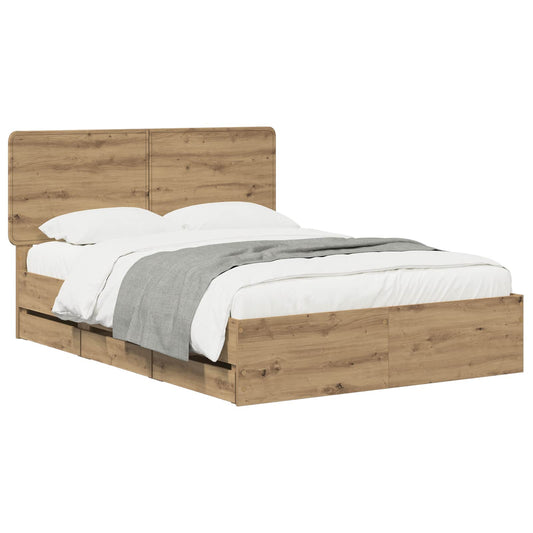 Bed Frame with Storage and Headboard Artisan Oak 120 x 200 cm Bed Frame with Storage and Headboard Artisan Oak 120 x 200 cm