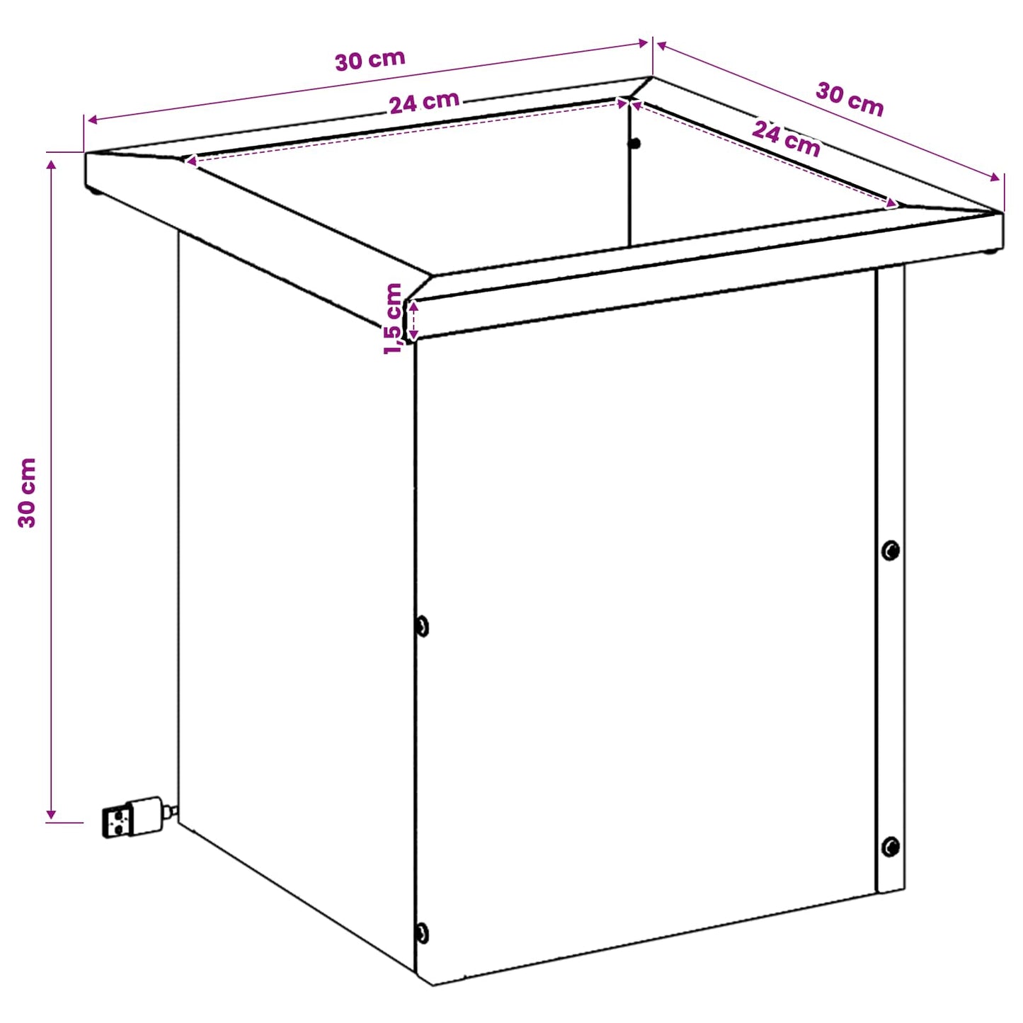 Garden Planter with LED Silver 30 x 30 x 30 cm Stainless Steel