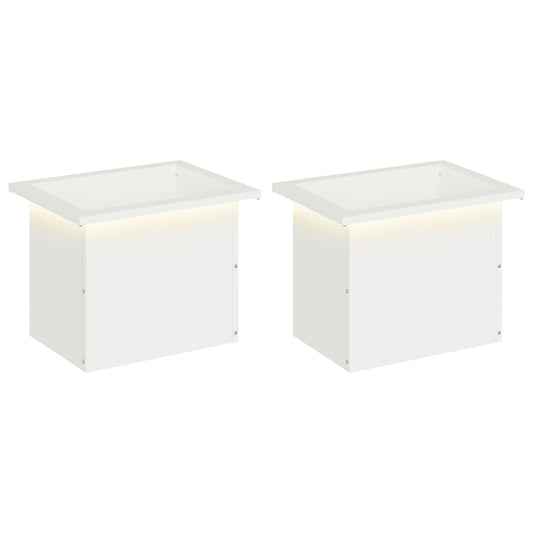 Garden Planter with LED 2 pcs White 30 x 40 x 30 cm Steel Garden Planter with LED 2 pcs White 30 x 40 x 30 cm Steel