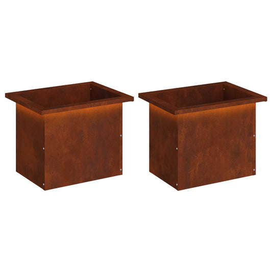 Garden Planter with LED 2 pcs Rusty 30 x 40 x 30 cm Garden Planter with LED 2 pcs Rusty 30 x 40 x 30 cm