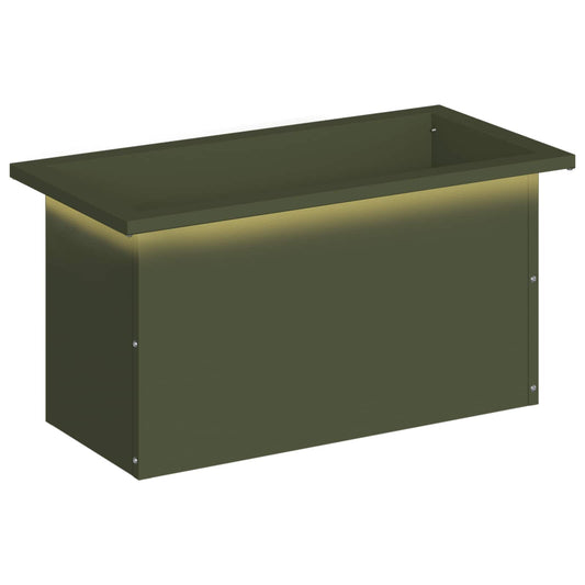 Garden Planter with LED Olive Green 30 x 60 x 30 cm Steel Garden Planter with LED Olive Green 30 x 60 x 30 cm Steel