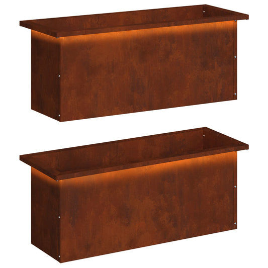 Garden Planter with LED 2 pcs Rusty 30 x 80 x 30 cm Garden Planter with LED 2 pcs Rusty 30 x 80 x 30 cm