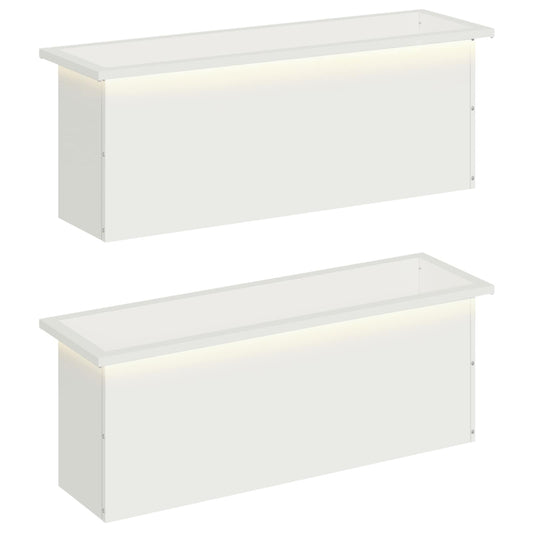 Garden Planter with LED 2 pcs White 30 x 100 x 30 cm Steel Garden Planter with LED 2 pcs White 30 x 100 x 30 cm Steel