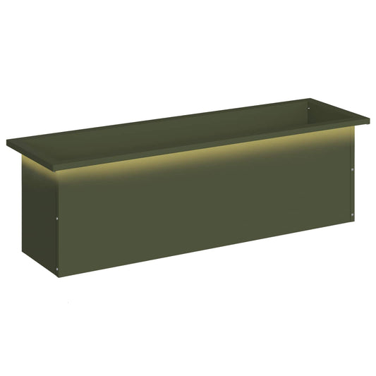 Garden Planter with LED Olive Green 30 x 100 x 30 cm Steel Garden Planter with LED Olive Green 30 x 100 x 30 cm Steel