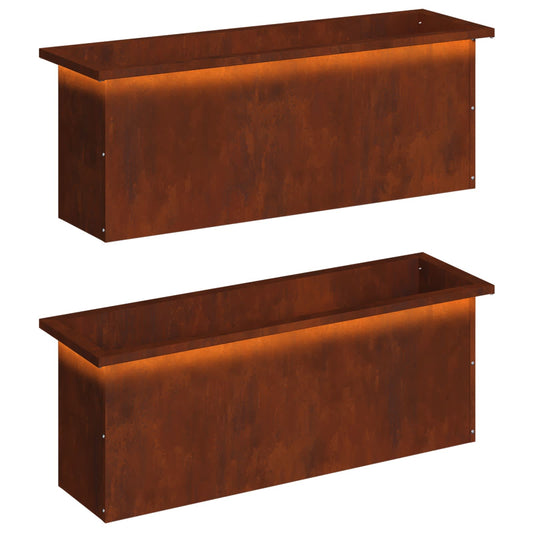 Garden Planter with LED 2 pcs Rusty 30 x 100 x 30 cm Garden Planter with LED 2 pcs Rusty 30 x 100 x 30 cm