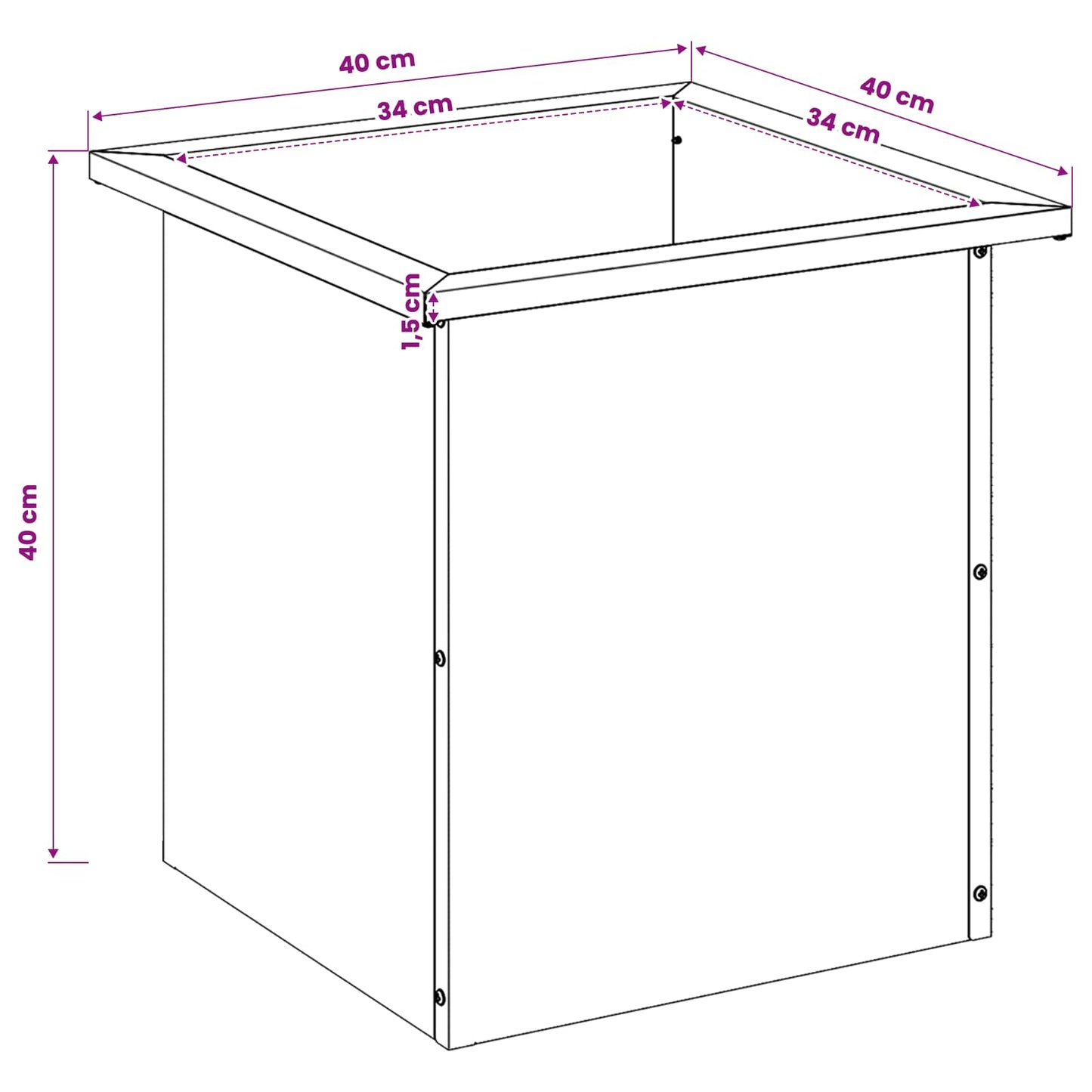 Garden Planter with LED 2 pcs Black 40 x 40 x 40 cm Steel