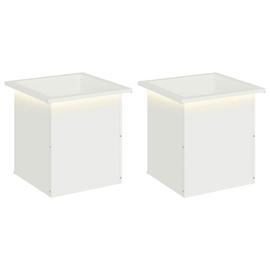 Garden Planter with LED 2 pcs White 40 x 40 x 40 cm Steel Garden Planter with LED 2 pcs White 40 x 40 x 40 cm Steel