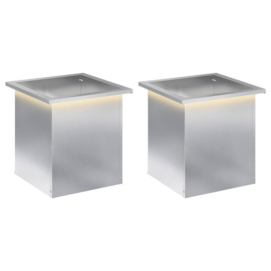 Garden Planter with LED 2 pcs Silver 40 x 40 x 40 cm Garden Planter with LED 2 pcs Silver 40 x 40 x 40 cm