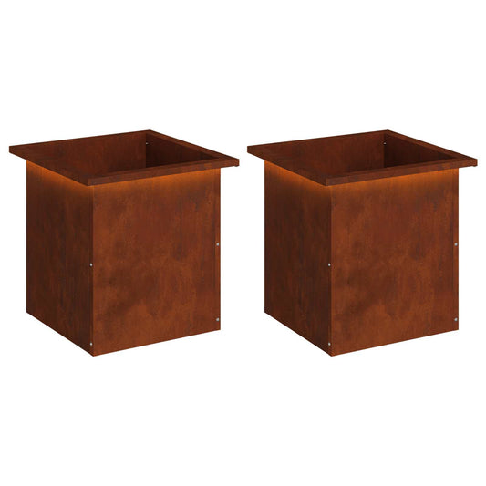 Garden Planter with LED 2 pcs Rusty 40 x 40 x 40 cm Garden Planter with LED 2 pcs Rusty 40 x 40 x 40 cm