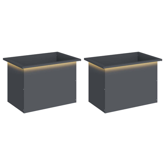 Garden Planter with LED 2 pcs Antracite 40 x 60 x 40 cm Steel Garden Planter with LED 2 pcs Antracite 40 x 60 x 40 cm Steel
