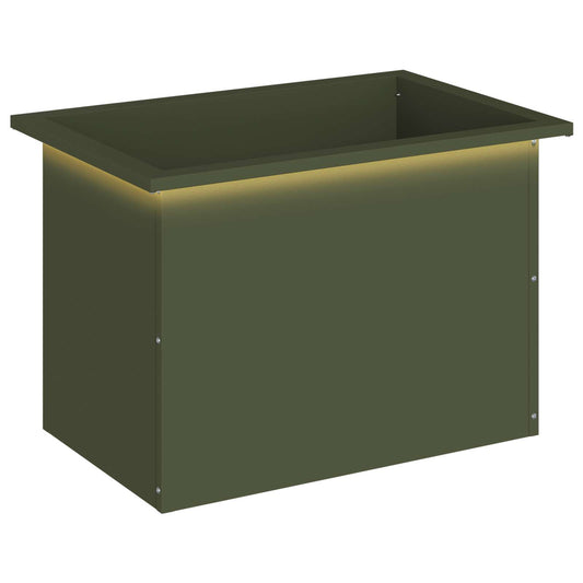 Garden Planter with LED Olive Green 40 x 60 x 40 cm Steel Garden Planter with LED Olive Green 40 x 60 x 40 cm Steel