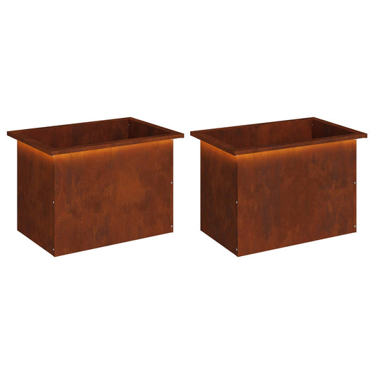 Garden Planter with LED 2 pcs Rusty 40 x 60 x 40 cm Garden Planter with LED 2 pcs Rusty 40 x 60 x 40 cm