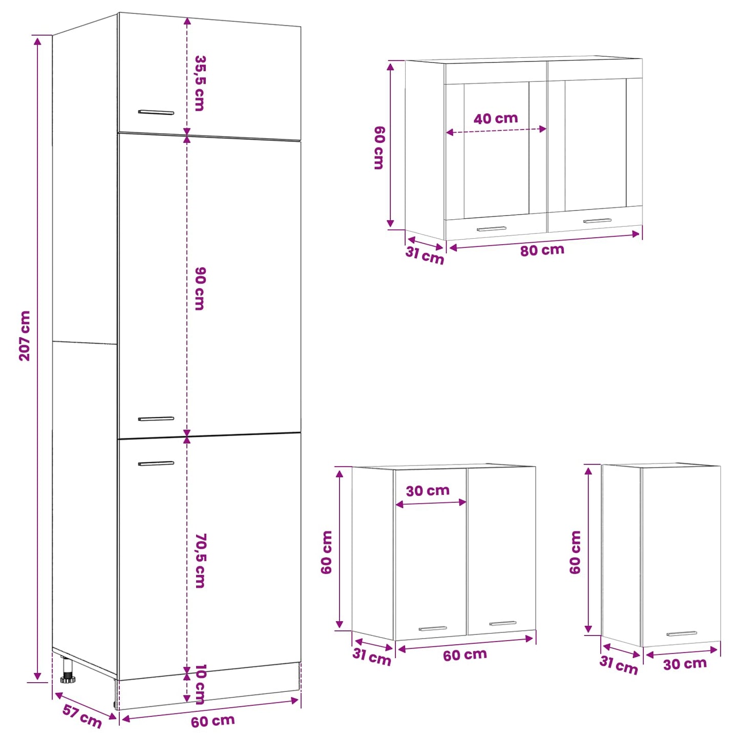 Kitchen Unit Lyon 8 pcs Black Oak Engineered Wood