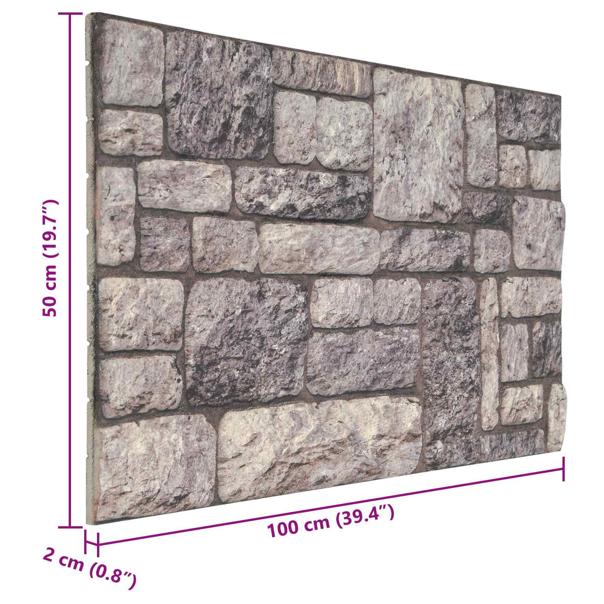 Wall Panels 10 pcs 100 x 50 cm Grey and White EPS Foam