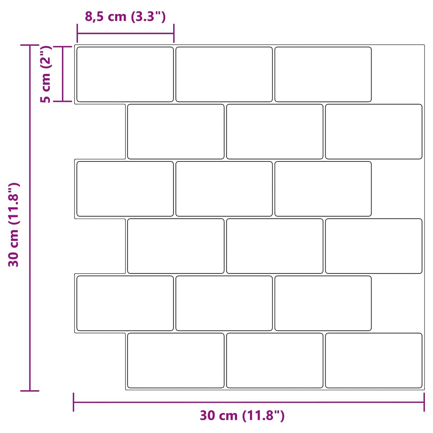 Subway Tile 50 pcs Black Marble 30 x 30 cm Polyurethane and PET