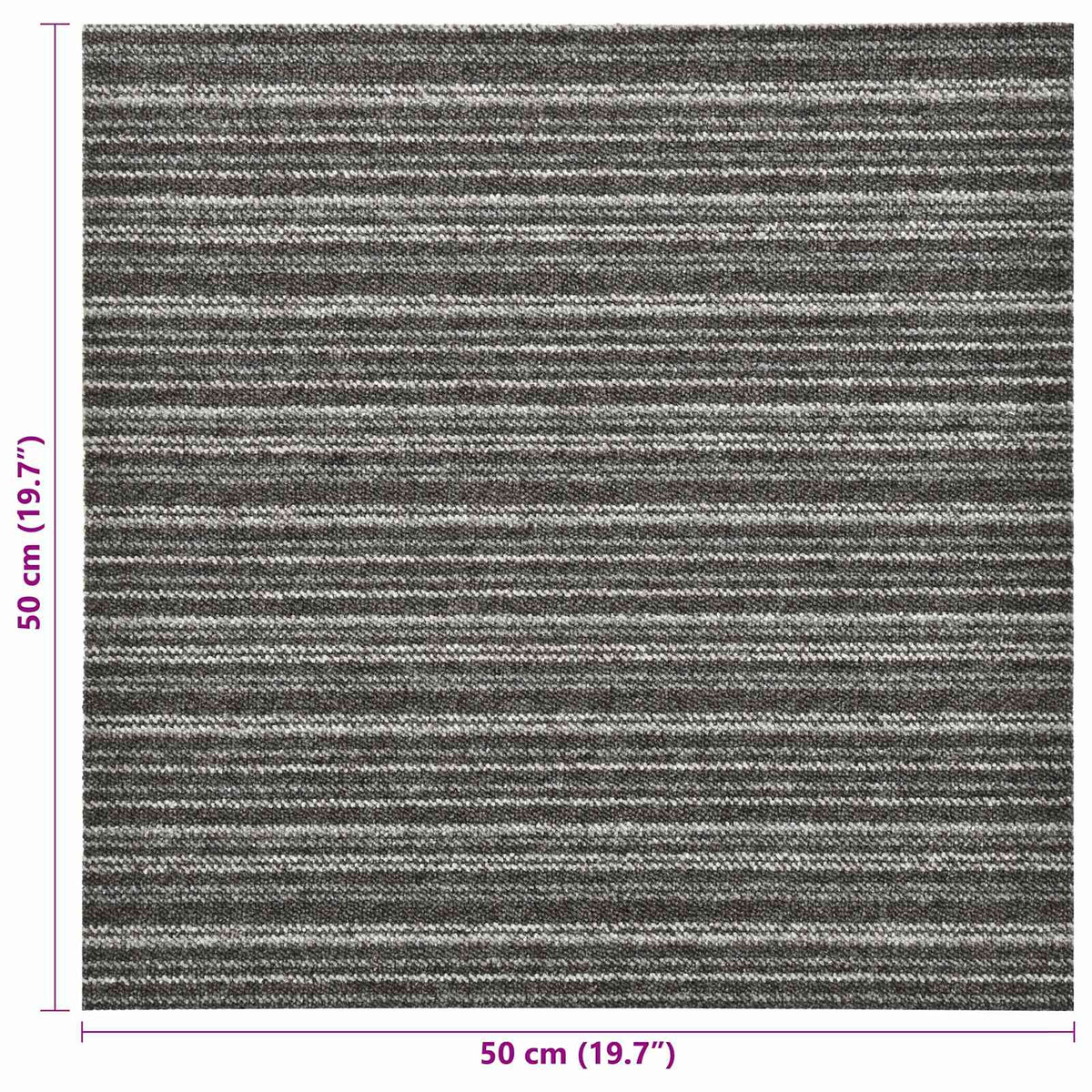 Carpet 20 pcs Striped Anthracite 50 x 50 cm 100% Polypropylene