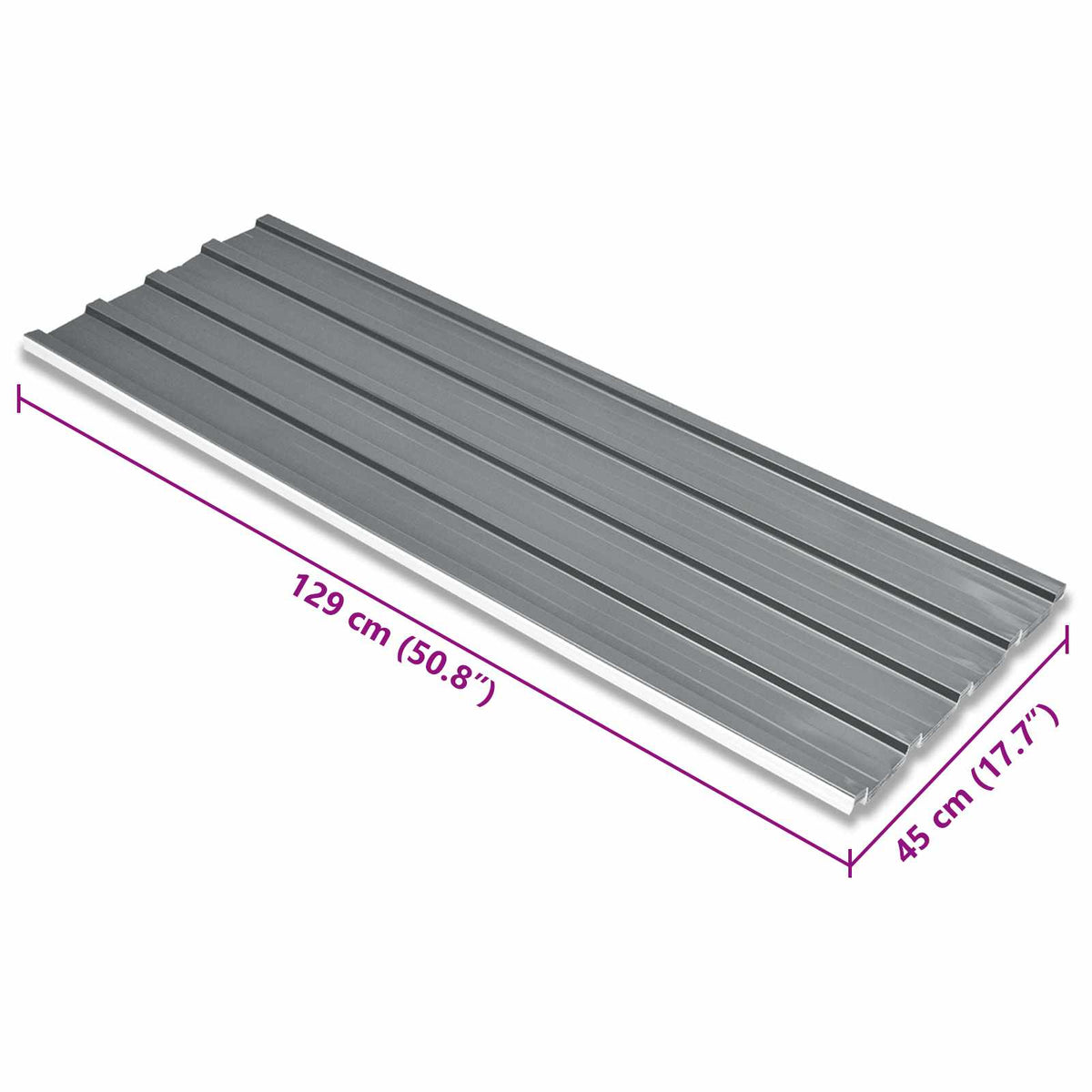 Roof Panel 12 pcs Grey 129 x 45 cm Galvanised steel