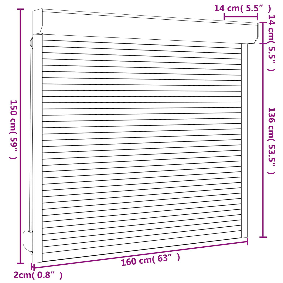 Roller Shutter Manual Anthracite 160 x 150 cm
