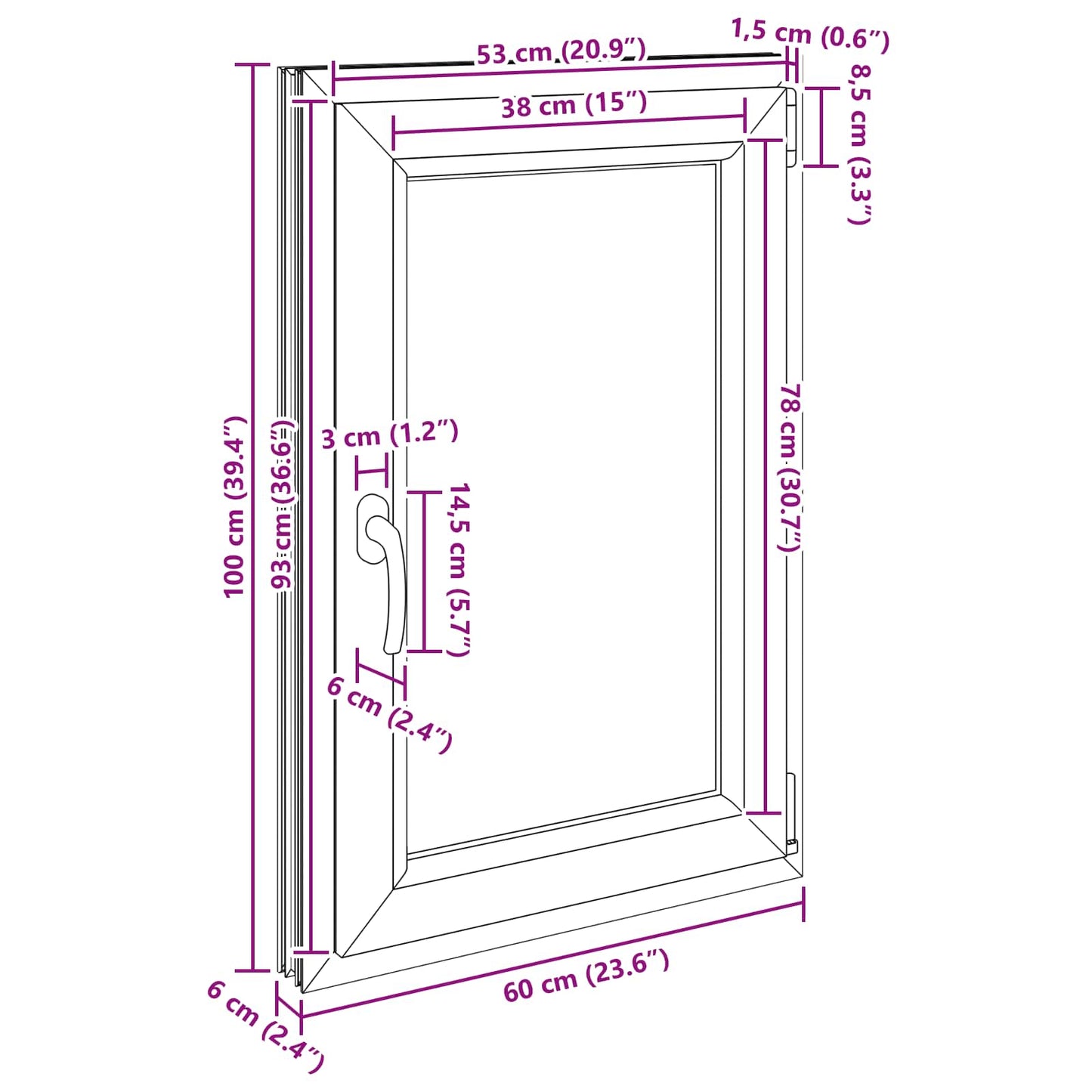 Basement Window RISOR 60 x 90 cm PVC and Glass Anthracite