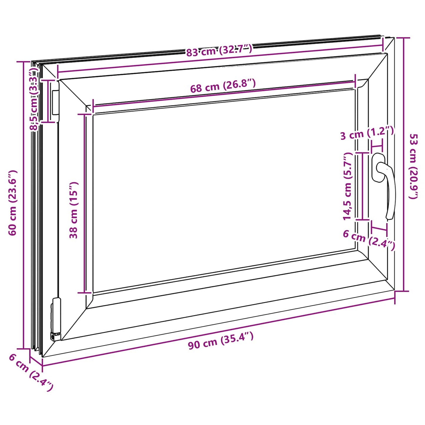 Basement Window RISOR 90 x 60 cm PVC and Glass Anthracite