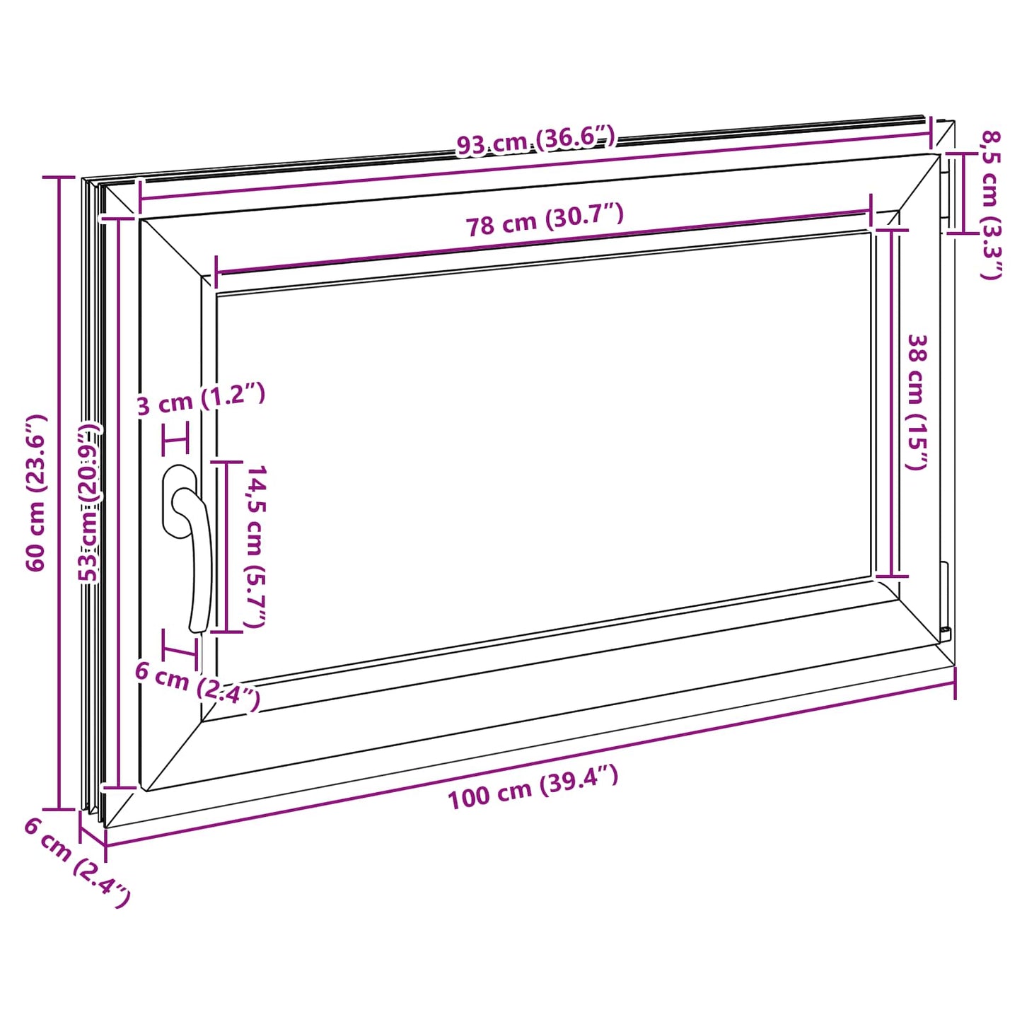 Basement Window RISOR 100 x 60 cm PVC and Glass Anthracite
