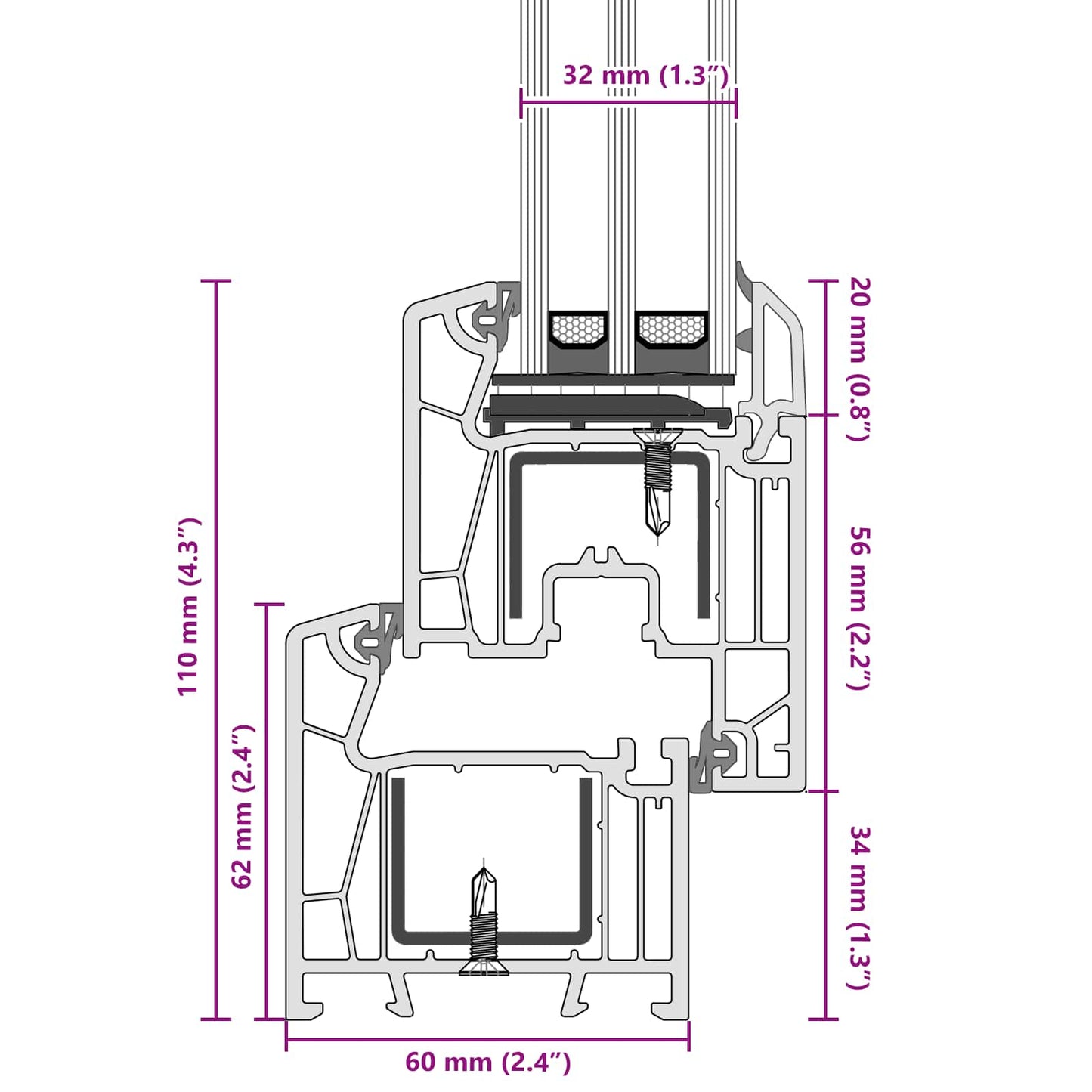 Basement Window Internal Colour White RISOR 90 x 40 cm
