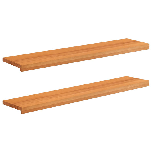 Stair Treads 2 pcs 120 x 30 x 2 cm Light Brown Solid Beech Wood Stair Treads 2 pcs 120 x 30 x 2 cm Light Brown Solid Beech Wood