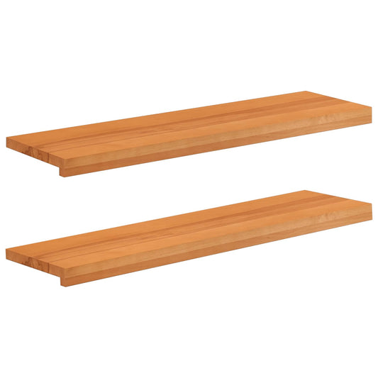 Window Sills 2 pcs Light Brown 100 x 25 x 2 cm Solid Beech Wood Window Sills 2 pcs Light Brown 100 x 25 x 2 cm Solid Beech Wood