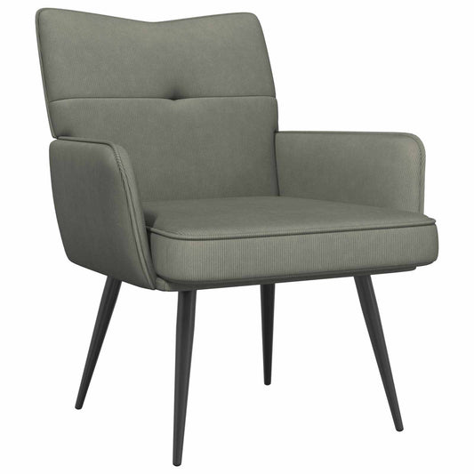Armchair Light Grey Corduroy Fabric Armchair Light Grey Corduroy Fabric