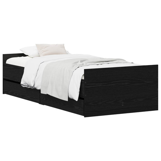 Bed Frame Black Oak 100 x 200 cm Engineered Wood Bed Frame Black Oak 100 x 200 cm Engineered Wood