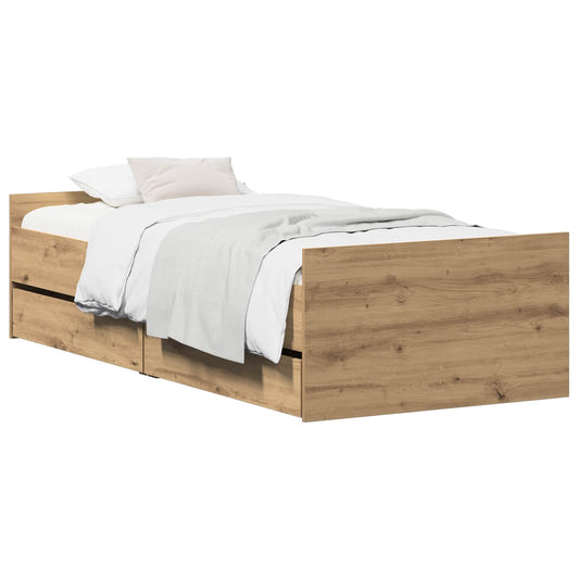Bed Frame Artisan Oak 90 x 200 cm Engineered Wood Bed Frame Artisan Oak 90 x 200 cm Engineered Wood