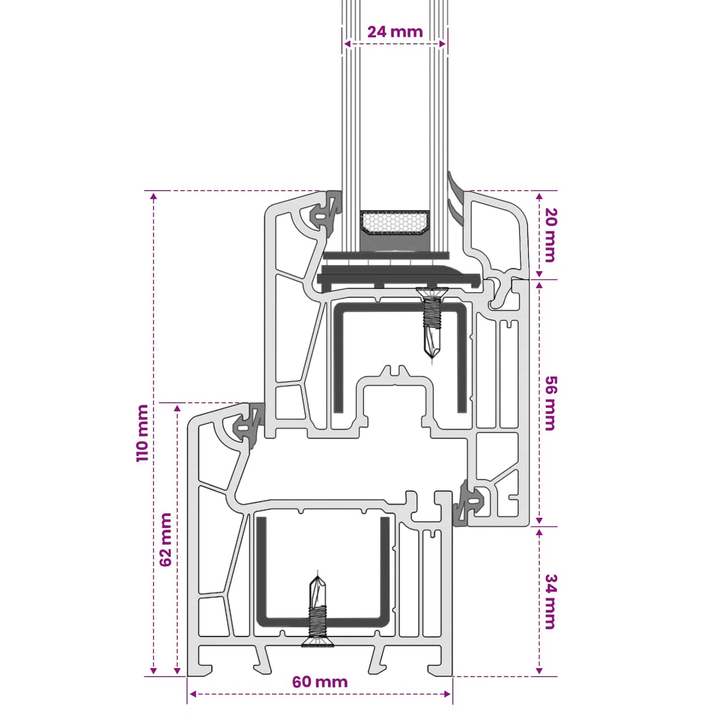 Basement Window Internal Colour White RISOR 50 x 40 cm