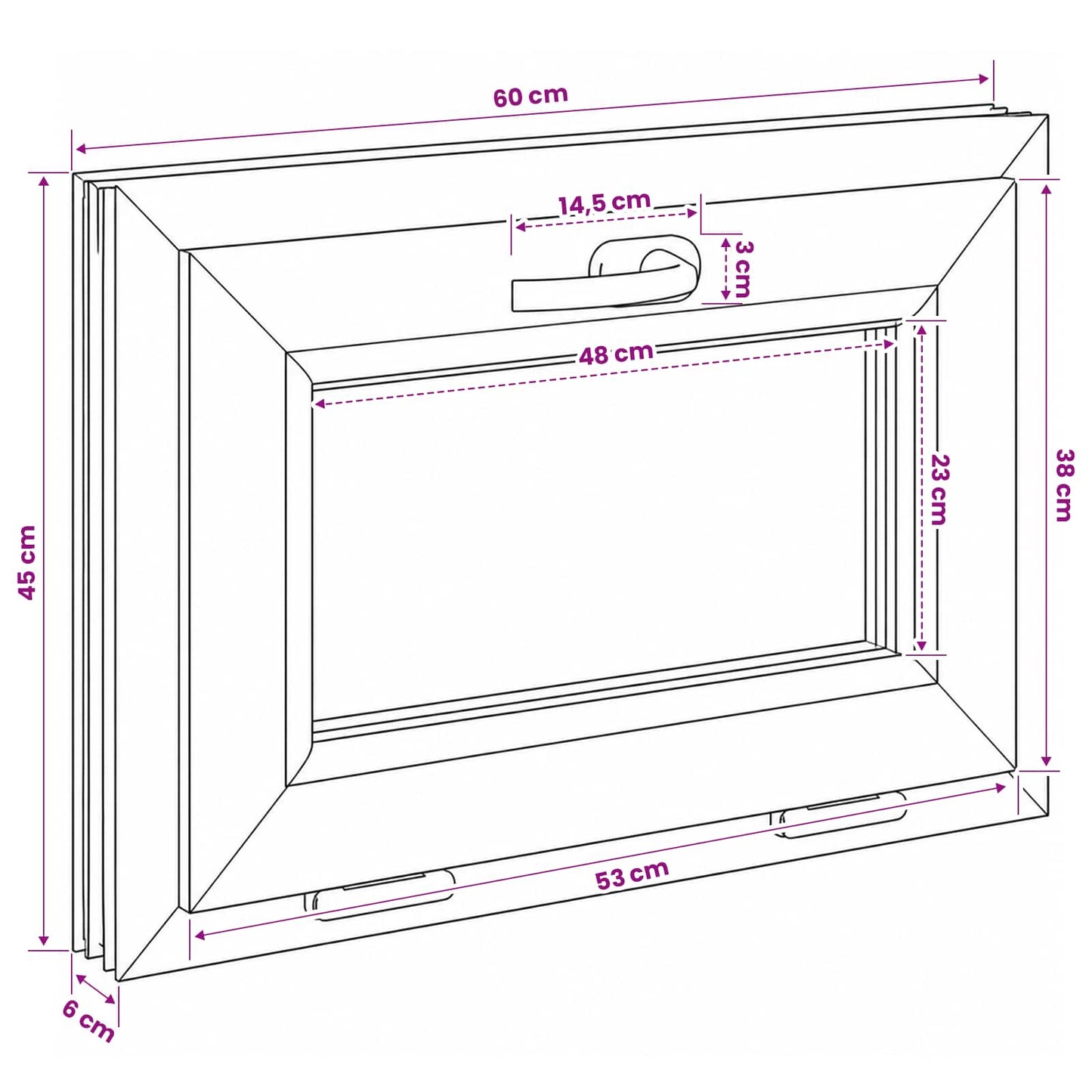 Tilt Basement Window RISOR 60 x 45 cm PVC and Clear Plain Glass