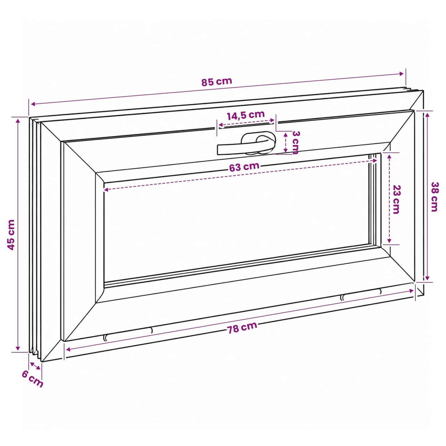 Basement Window Internal Colour White RISOR 85 x 45 cm