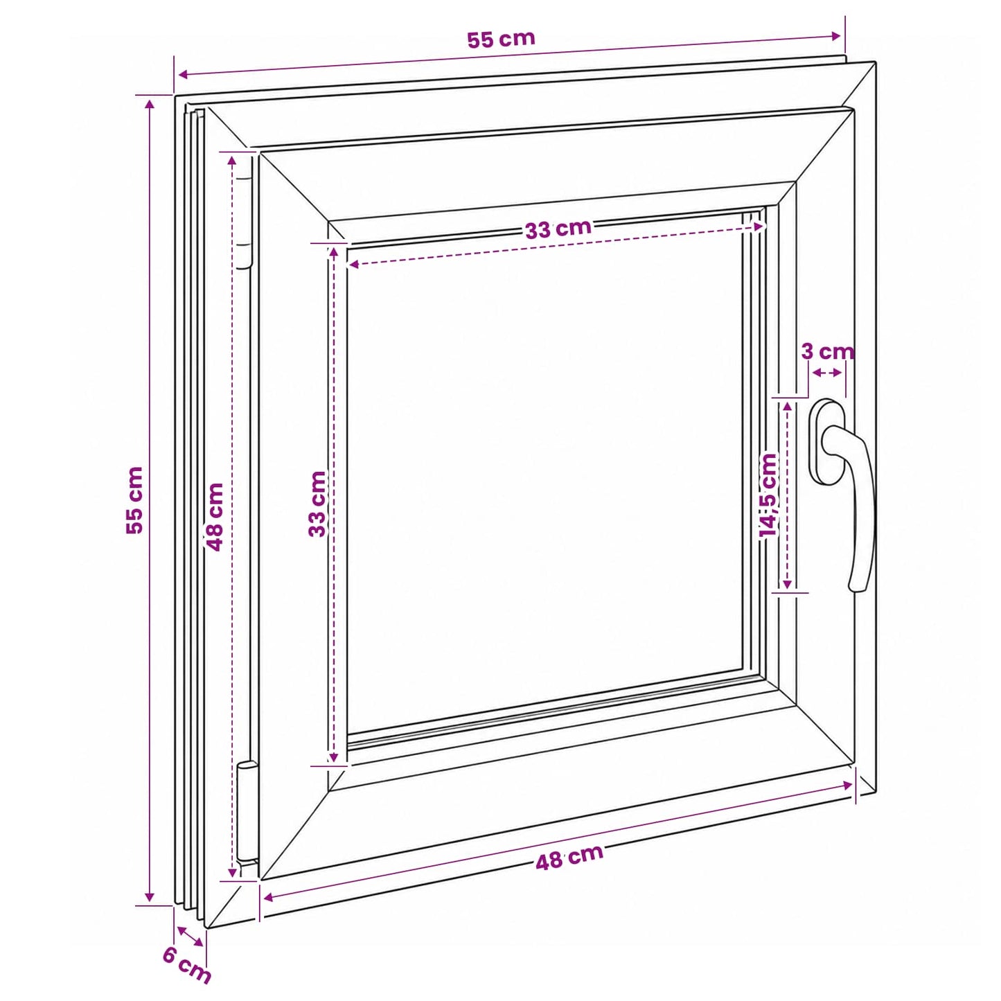 Basement Window RISOR 55 x 55 cm PVC and Glass