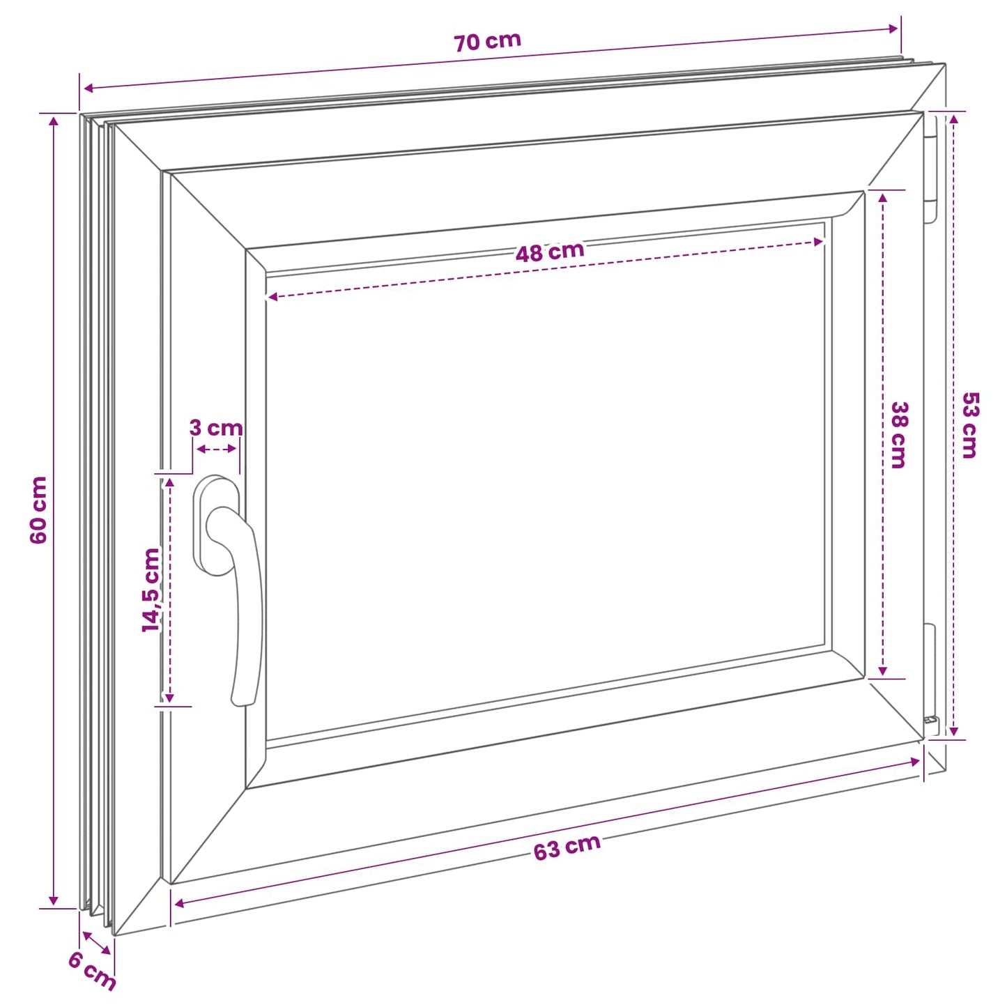 Basement Window RISOR 70 x 60 cm PVC and Glass