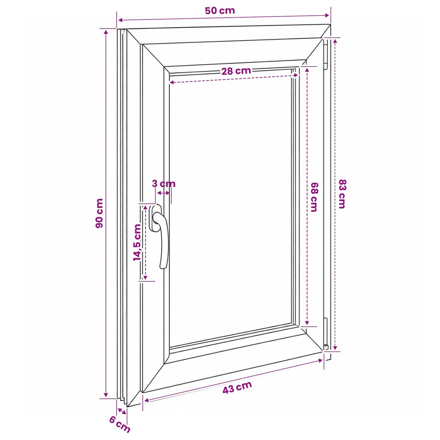 Basement Window Internal Colour White RISOR 50 x 90 cm