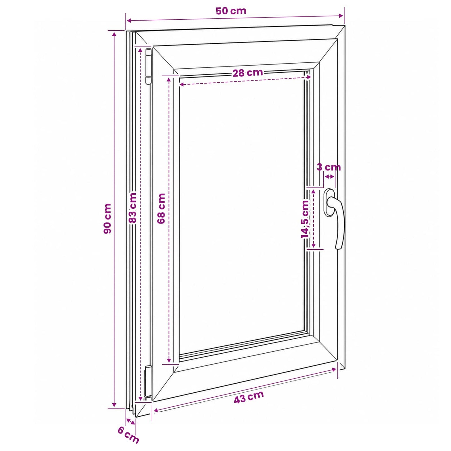 Basement Window Internal Colour White RISOR 50 x 90 cm