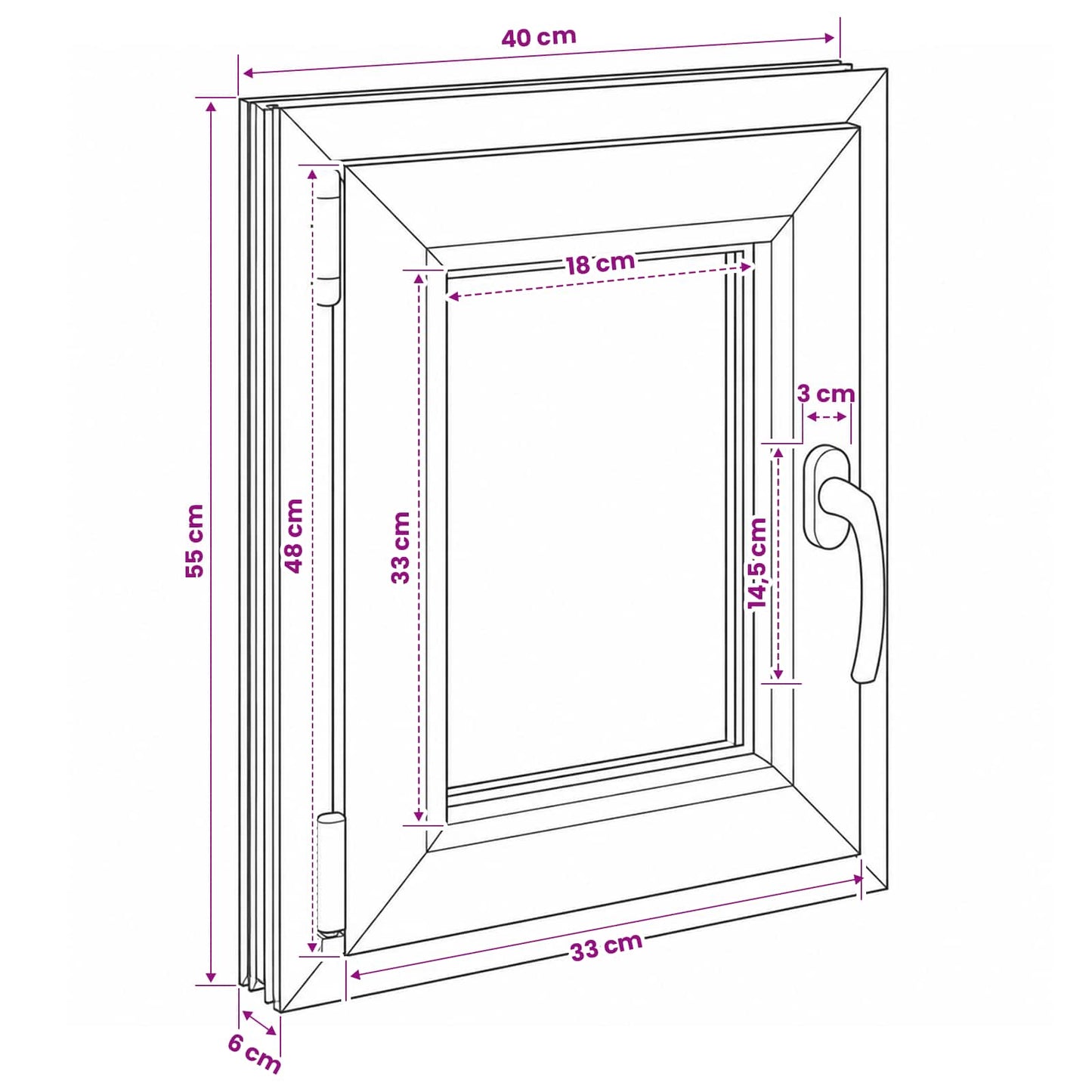 Basement Window Internal Colour White RISOR 40 x 55 cm