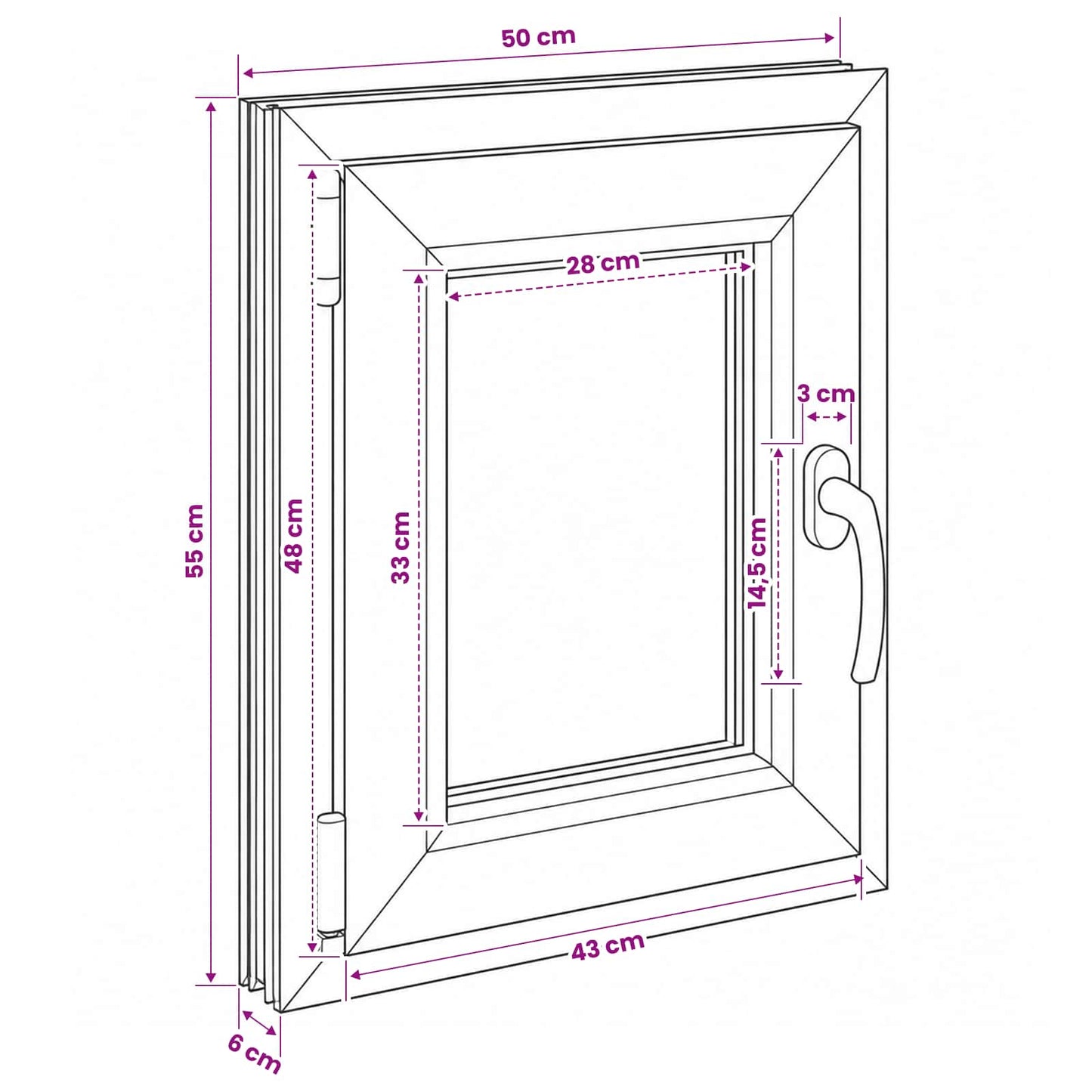 Basement Window RISOR 50 x 55 cm PVC and Glass