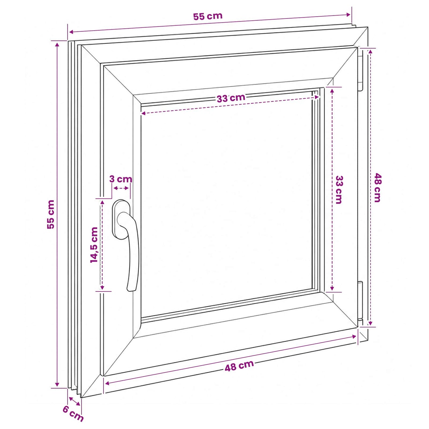 Basement Window RISOR 55 x 55 cm PVC and Glass