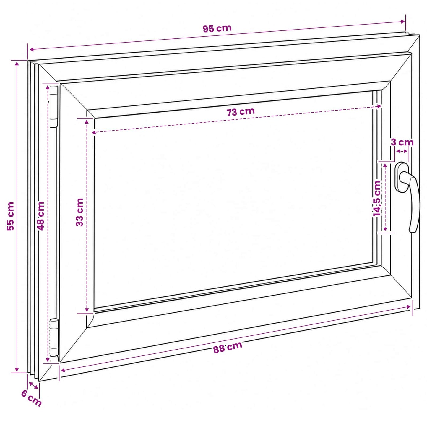 Basement Window RISOR 95 x 55 cm PVC and Glass