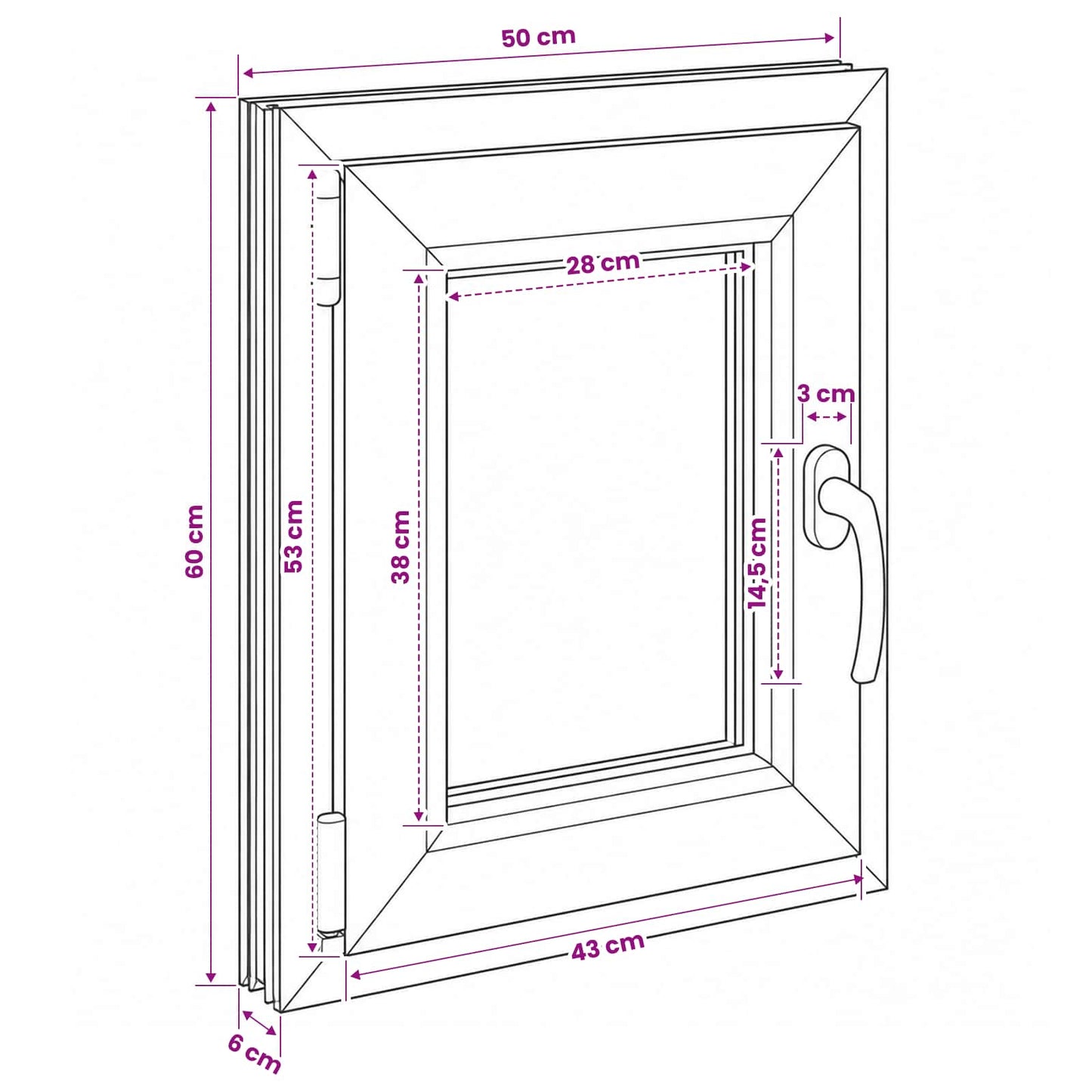 Basement Window RISOR 50 x 60 cm PVC and Glass