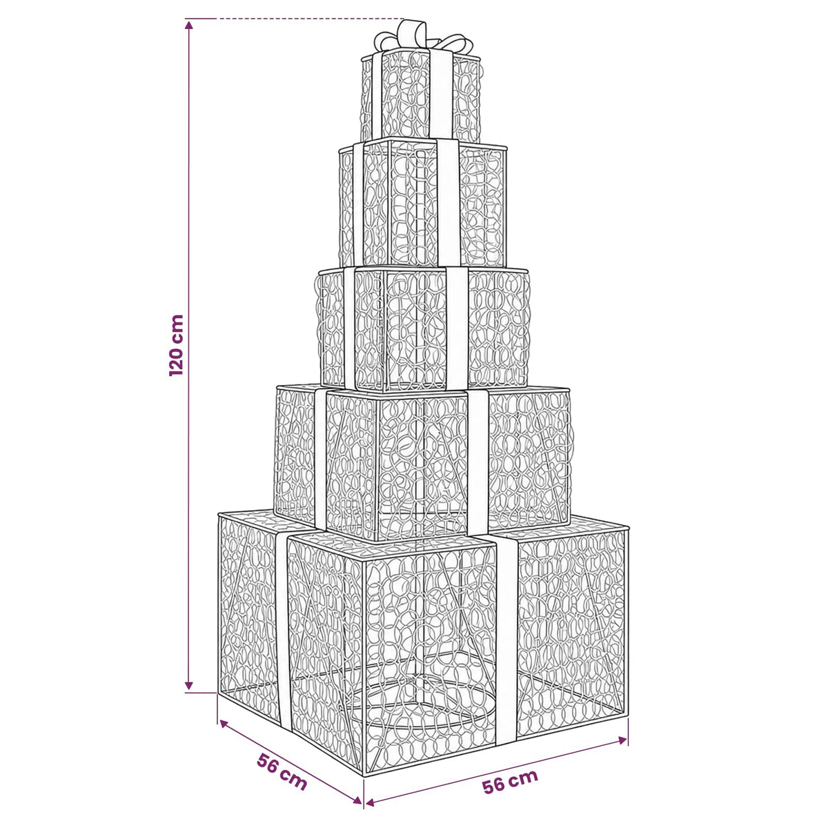 Christmas LED Gift Box Stack 250 LEDs Blue 56 x 56 x 120 cm